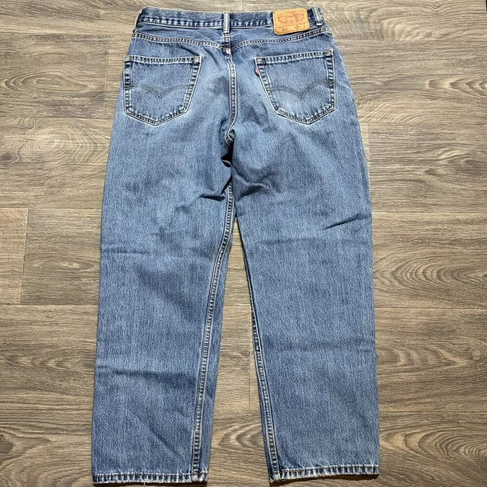 Levis Mens 550 Relaxed Fit Jeans 34x30 Medium Wash Denim Straight Leg 00s